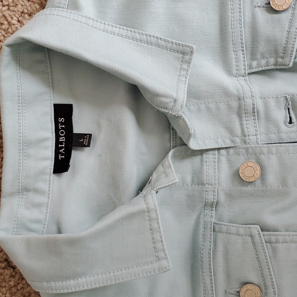 Talbots Mint Denim Jacket Large - Picture 2 of 3